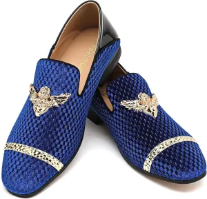 Men's Velvet Loafers Mens Shiny Slip-on Slippers, Classic Formal Wear Fashion Dress Loafer, Penny Party Wedding Dress Shoes for Men