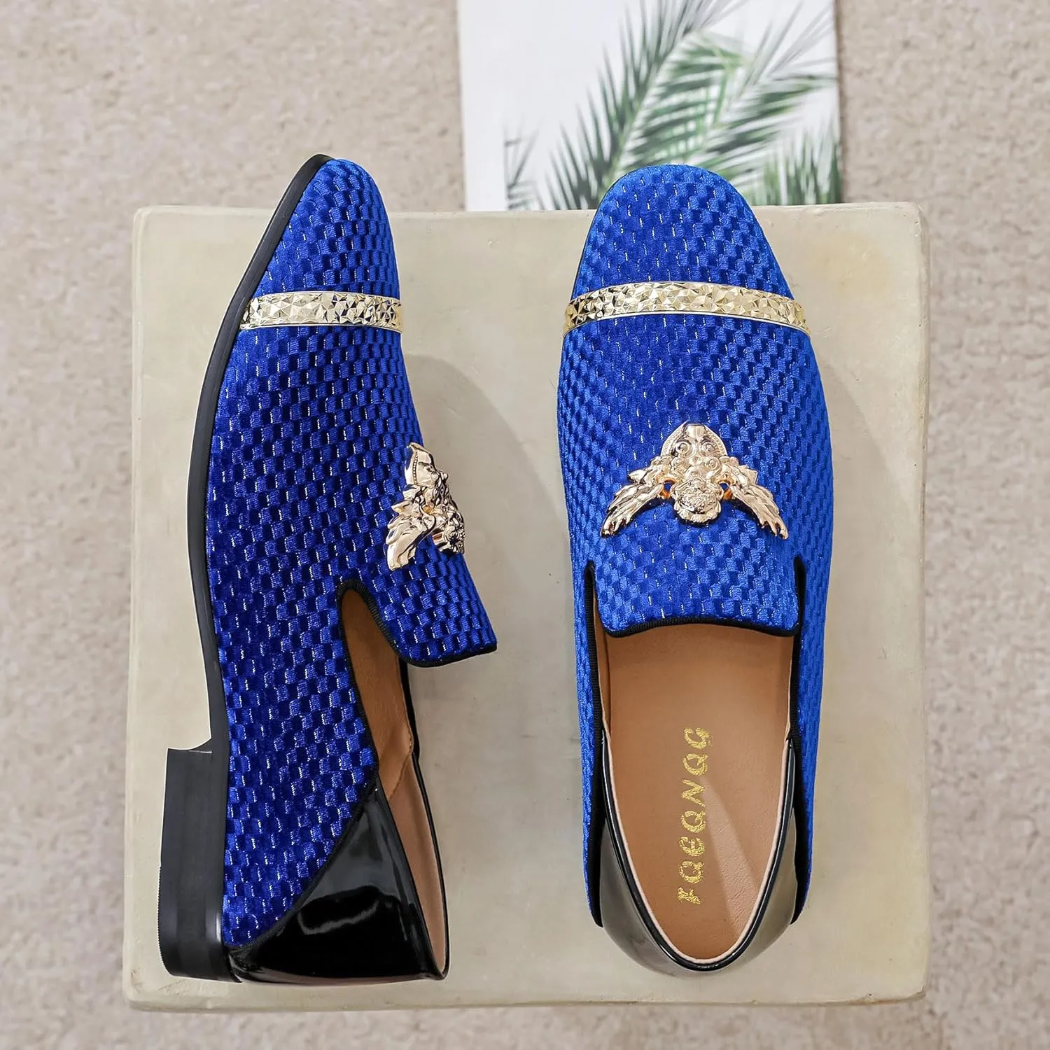 Men's Velvet Loafers Mens Shiny Slip-on Slippers, Classic Formal Wear Fashion Dress Loafer, Penny Party Wedding Dress Shoes for Men