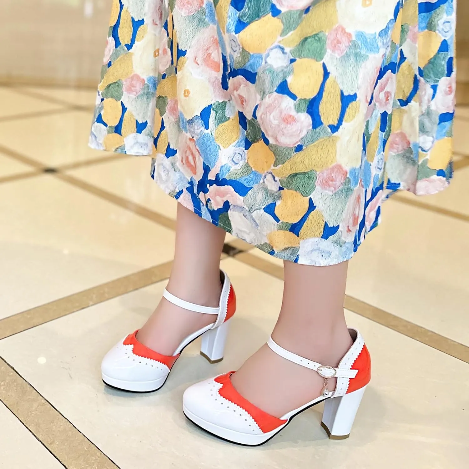 MEOTINA Cute Bow Heels Mary Janes Shoes Women Dress Platform Strappy High Heels Kawaii Shoes