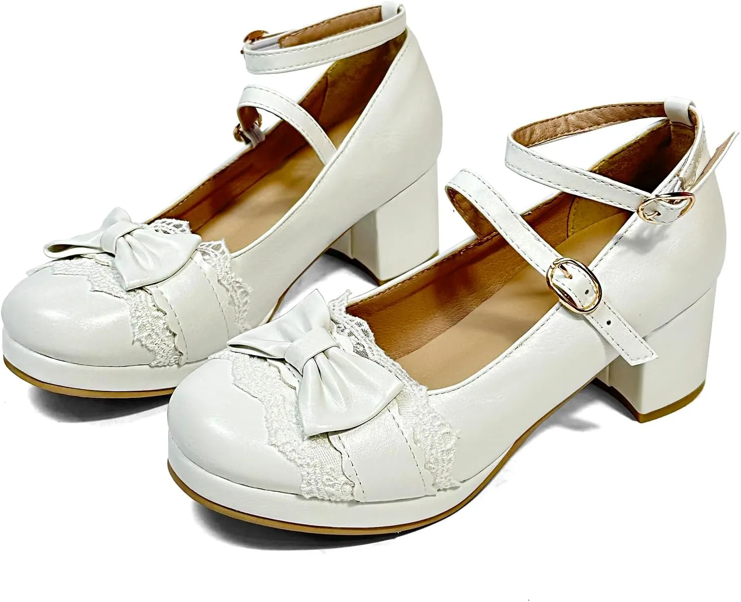 MEOTINA Cute Bow Heels Mary Janes Shoes Women Dress Platform Strappy High Heels Kawaii Shoes