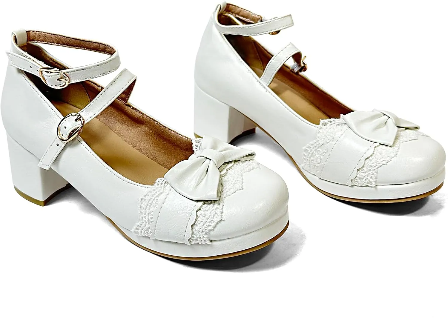 MEOTINA Cute Bow Heels Mary Janes Shoes Women Dress Platform Strappy High Heels Kawaii Shoes