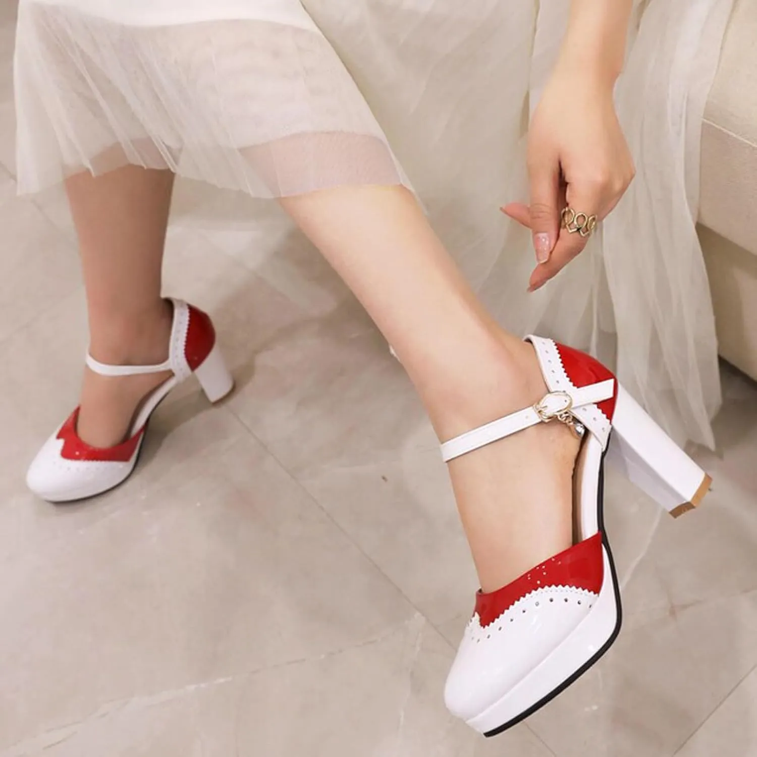 MEOTINA Cute Bow Heels Mary Janes Shoes Women Dress Platform Strappy High Heels Kawaii Shoes