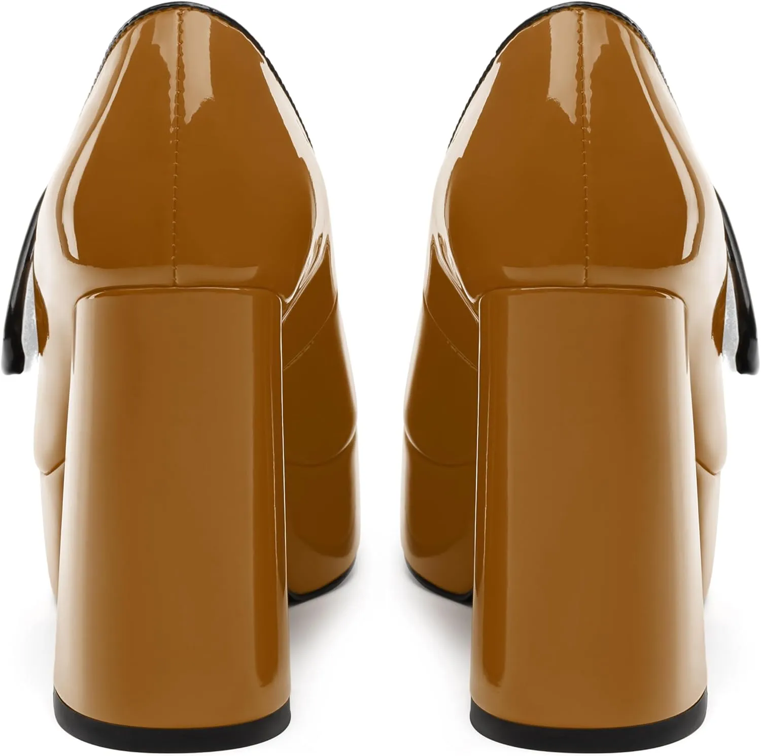 MERRORI Mary Jane Shoes for Women High Chunky Platform Square Toe Heels Patent Leather Fashion Single Strap Dress Wedding Party Pumps Shoes