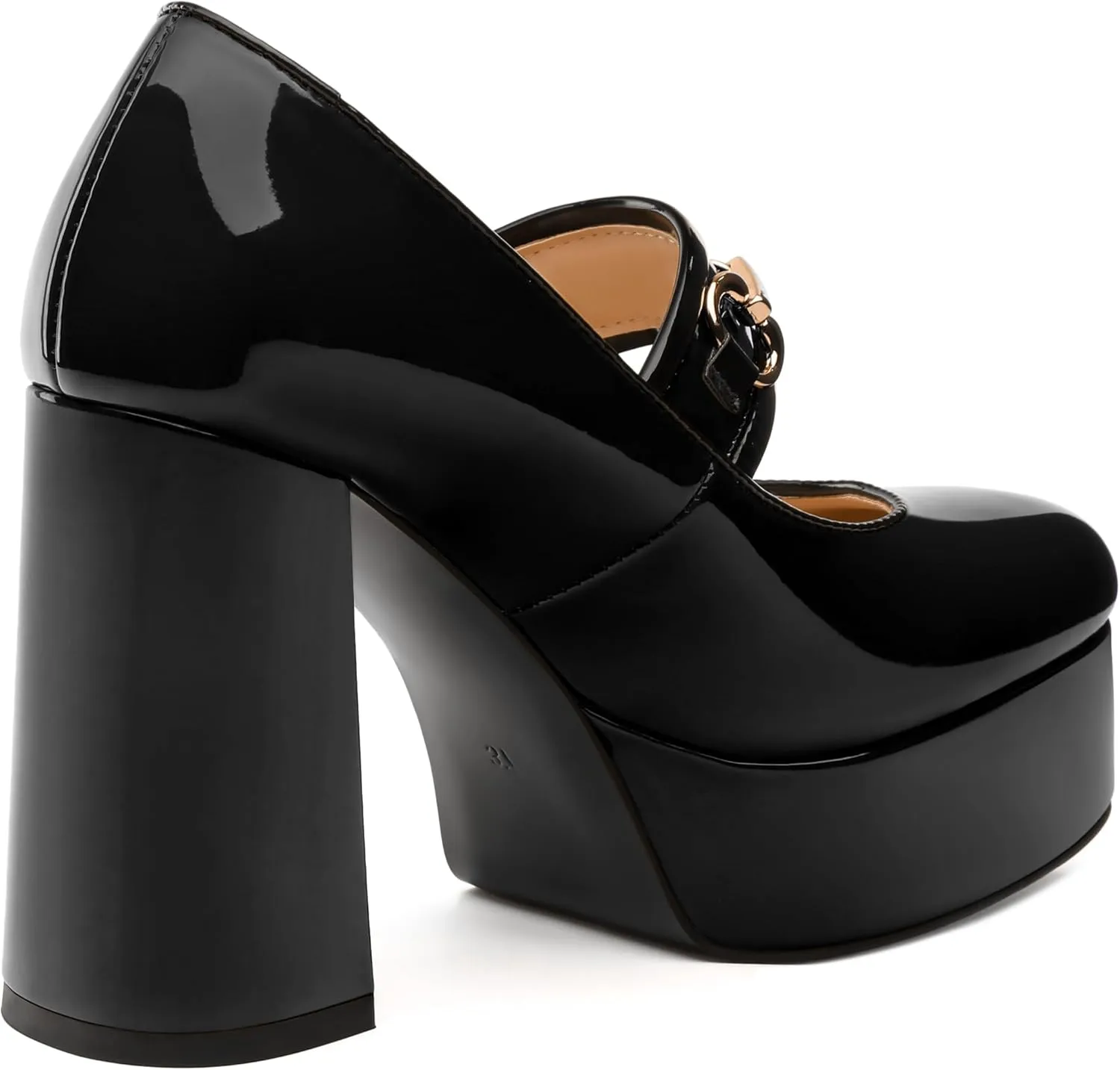 MERRORI Mary Jane Shoes for Women High Chunky Platform Square Toe Heels Patent Leather Fashion Single Strap Dress Wedding Party Pumps Shoes