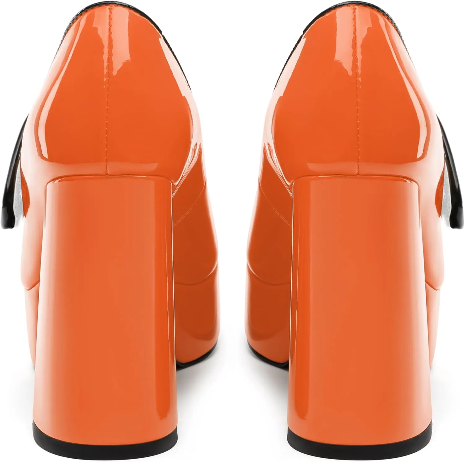 MERRORI Mary Jane Shoes for Women High Chunky Platform Square Toe Heels Patent Leather Fashion Single Strap Dress Wedding Party Pumps Shoes