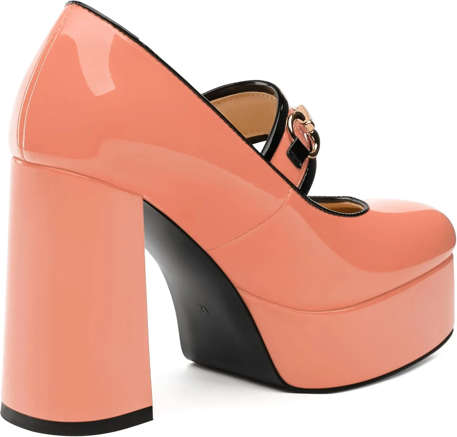 MERRORI Mary Jane Shoes for Women High Chunky Platform Square Toe Heels Patent Leather Fashion Single Strap Dress Wedding Party Pumps Shoes