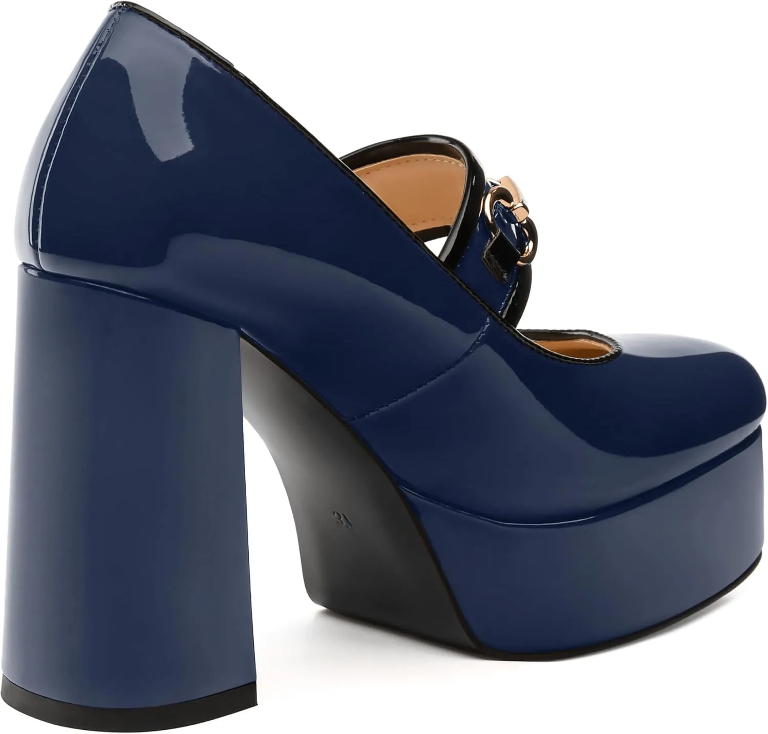 MERRORI Mary Jane Shoes for Women High Chunky Platform Square Toe Heels Patent Leather Fashion Single Strap Dress Wedding Party Pumps Shoes