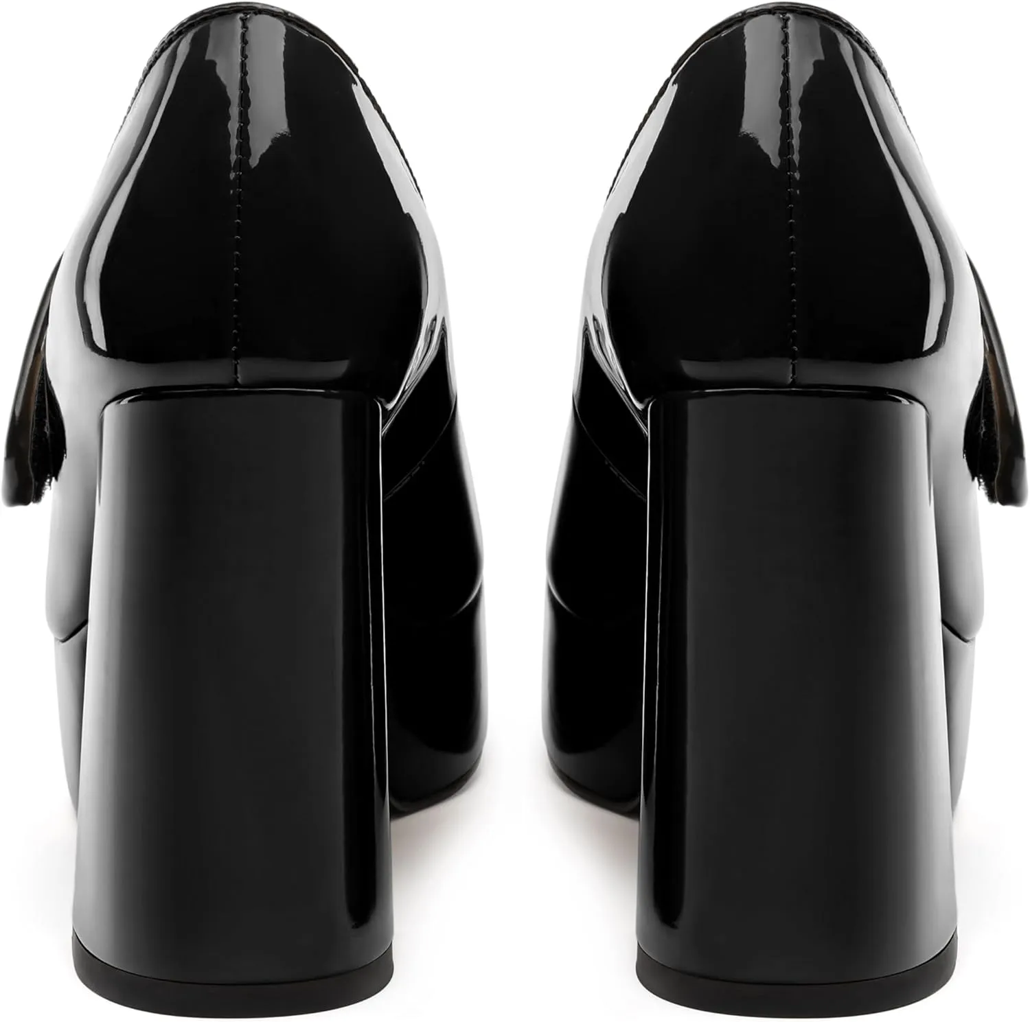 MERRORI Mary Jane Shoes for Women High Chunky Platform Square Toe Heels Patent Leather Fashion Single Strap Dress Wedding Party Pumps Shoes