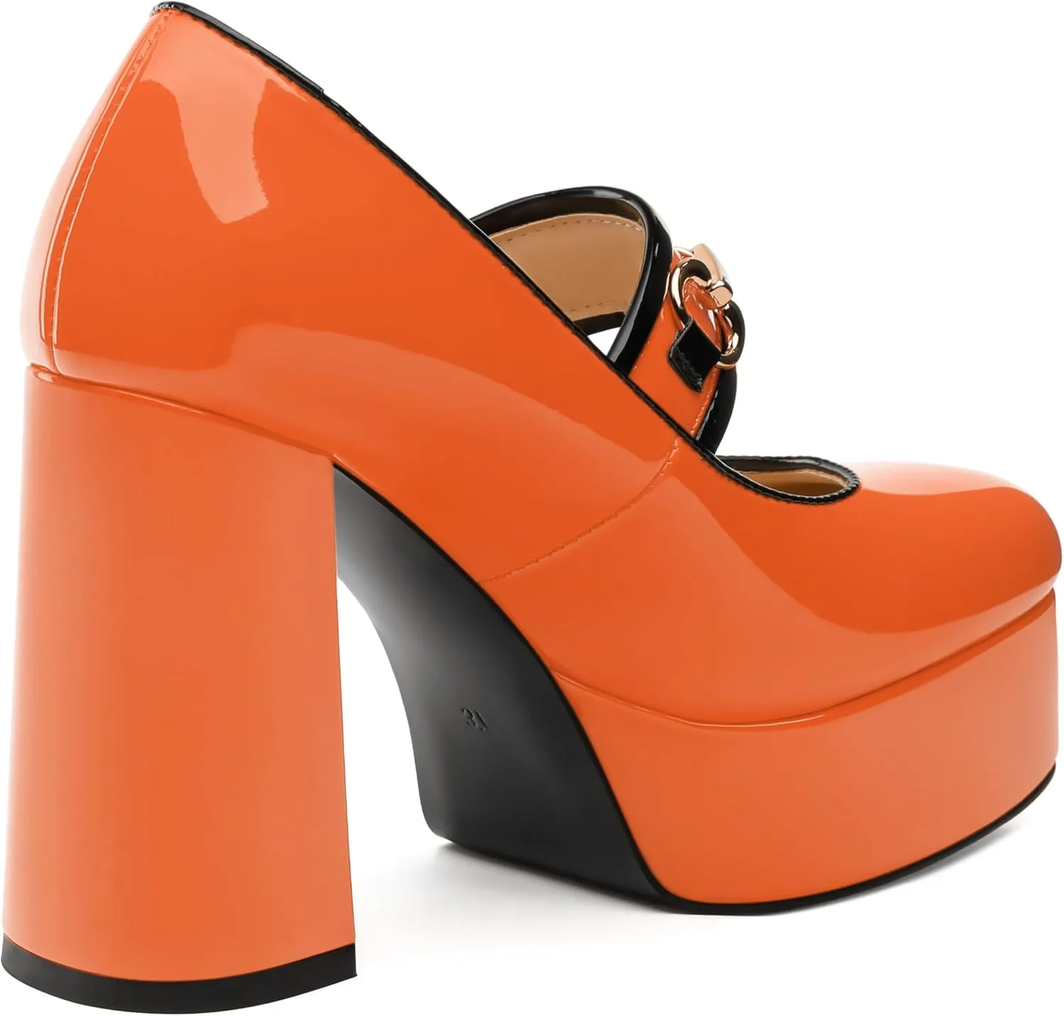 MERRORI Mary Jane Shoes for Women High Chunky Platform Square Toe Heels Patent Leather Fashion Single Strap Dress Wedding Party Pumps Shoes
