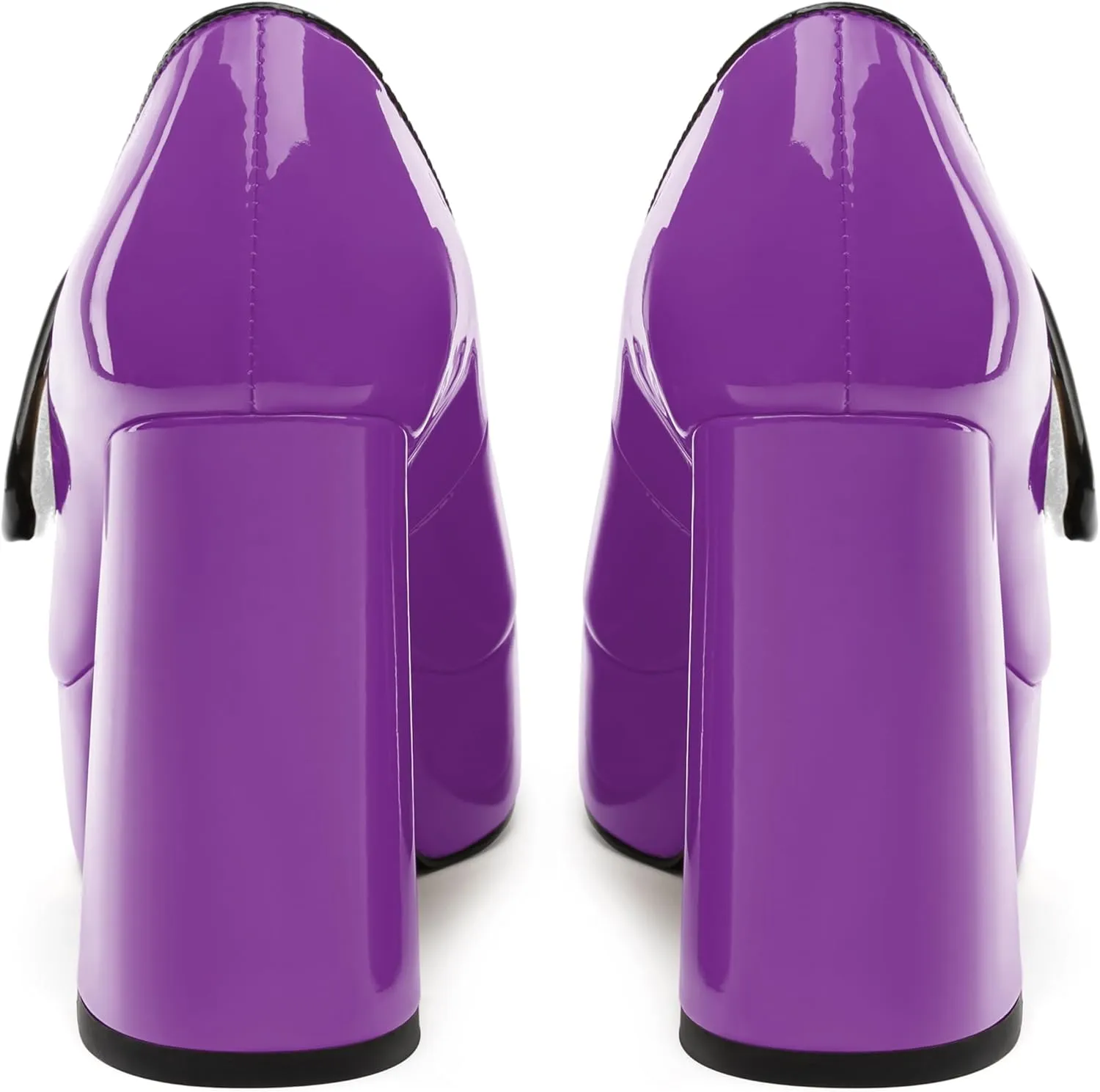 MERRORI Mary Jane Shoes for Women High Chunky Platform Square Toe Heels Patent Leather Fashion Single Strap Dress Wedding Party Pumps Shoes