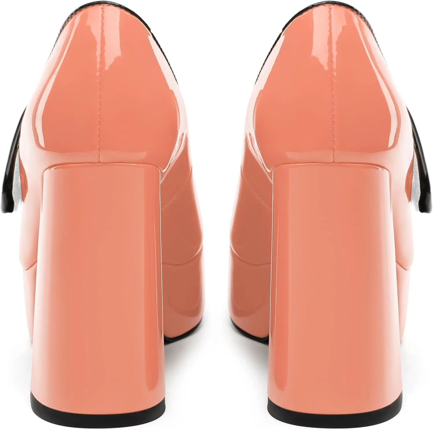 MERRORI Mary Jane Shoes for Women High Chunky Platform Square Toe Heels Patent Leather Fashion Single Strap Dress Wedding Party Pumps Shoes