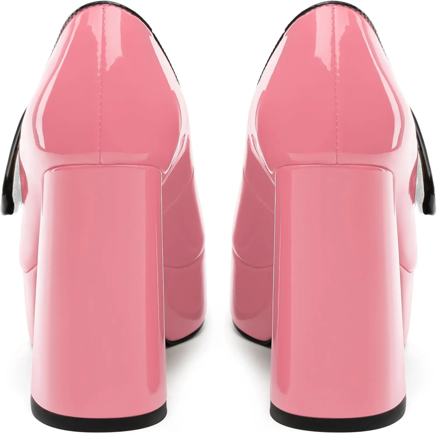 MERRORI Mary Jane Shoes for Women High Chunky Platform Square Toe Heels Patent Leather Fashion Single Strap Dress Wedding Party Pumps Shoes