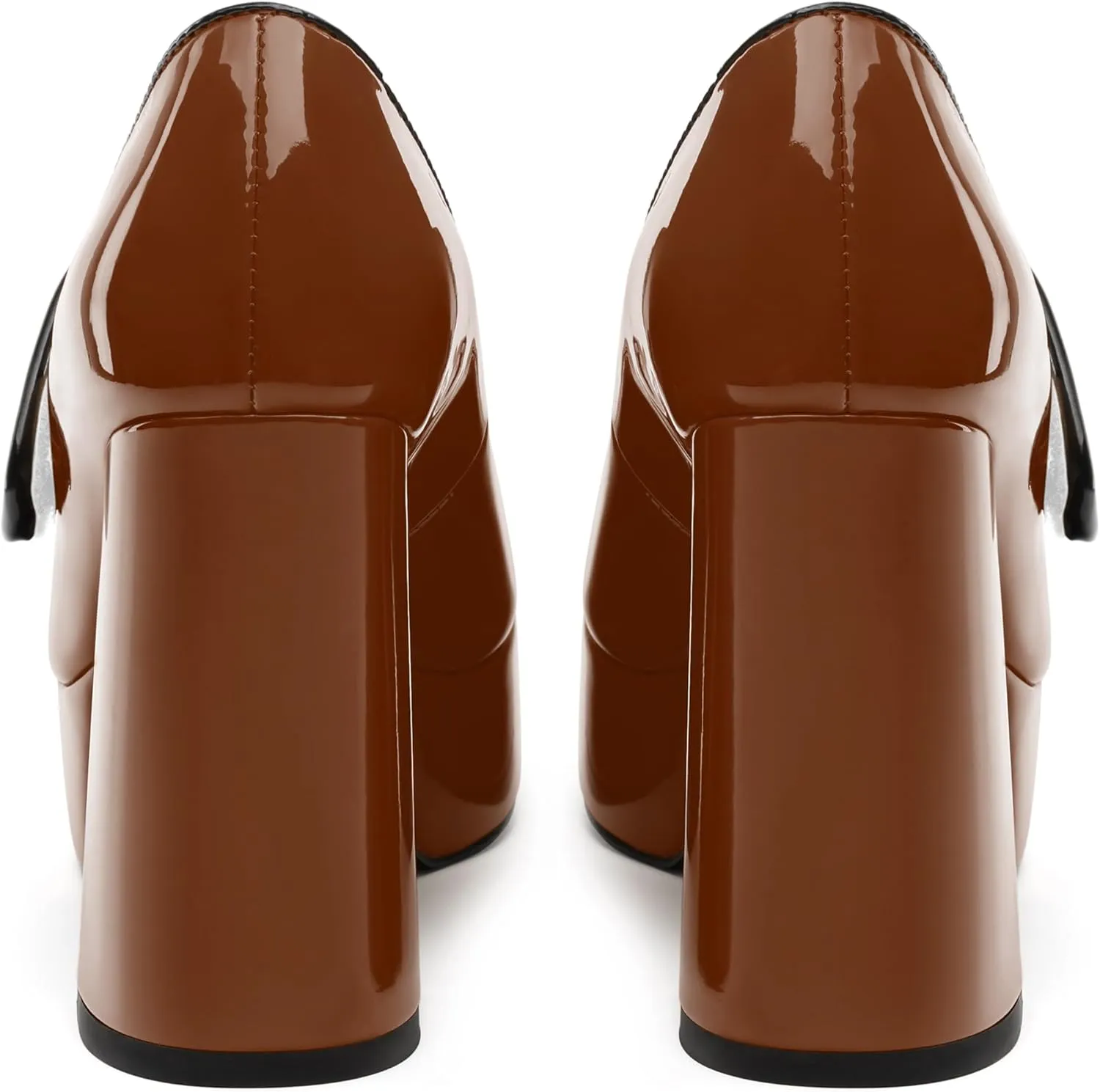 MERRORI Mary Jane Shoes for Women High Chunky Platform Square Toe Heels Patent Leather Fashion Single Strap Dress Wedding Party Pumps Shoes