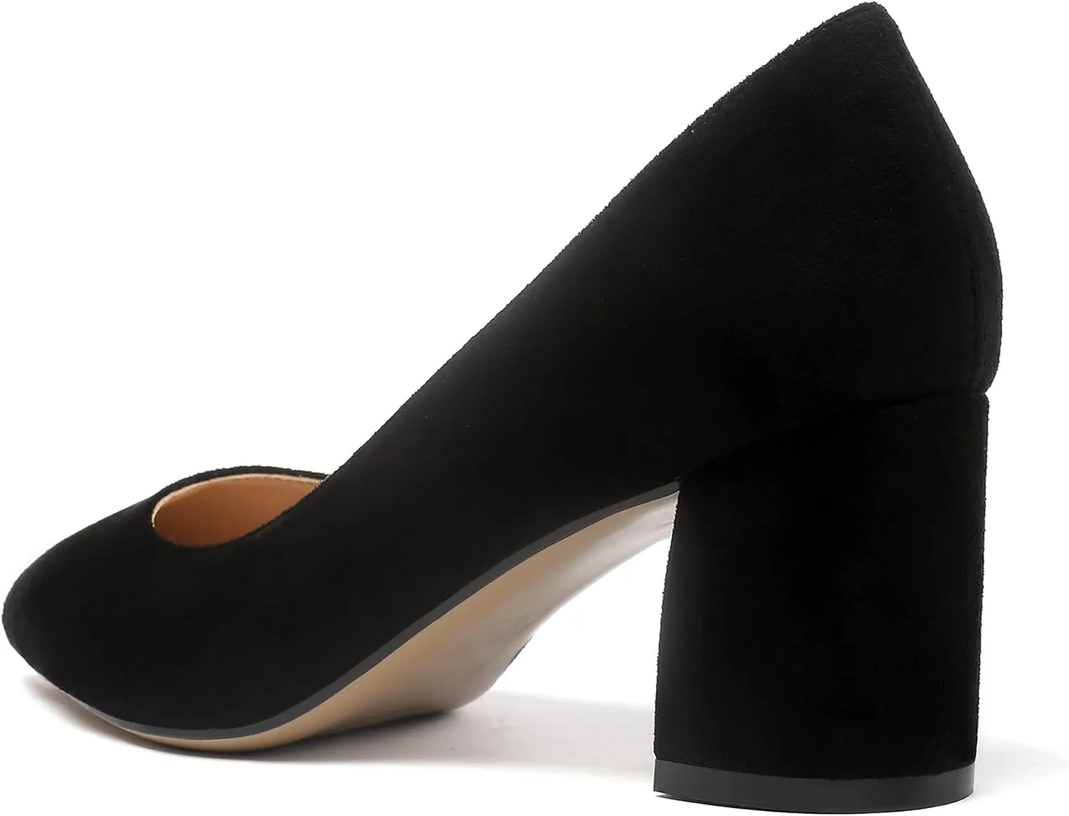 Mettesally Women's Classic Closed Pointed Toe Pumps 7cm Mid High Chunky Block Heel Chic Shoes Slip on Comfortable for Party Business Office Dress Pumps…