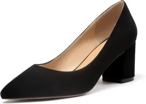 Mettesally Women's Classic Closed Pointed Toe Pumps 7cm Mid High Chunky Block Heel Chic Shoes Slip on Comfortable for Party Business Office Dress Pumps…