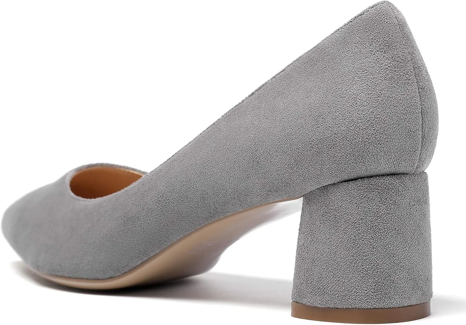 Mettesally Women's Mid Chunky Heel Pumps Classic Closed Pointed Toe Chic Shoes Slip on Comfortable Block Heel for Party Wedding Business Office Dress