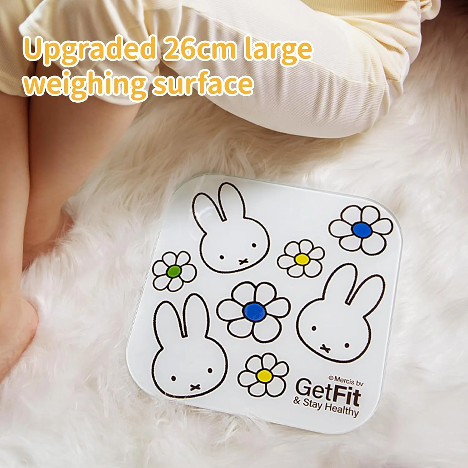 Miffy Bathroom Body Weight Scale Highly Accurate Digital, LCD Display, Compact Size with Sturdy Tempered Glass 400lb- White