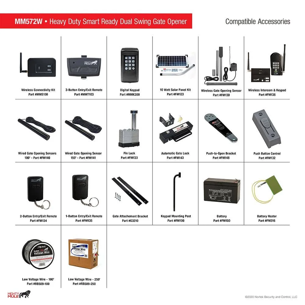 Mighty Mule Heavy Duty Dual Swing Gate Opener Smart and Solar Capable