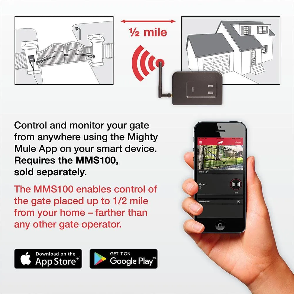 Mighty Mule Heavy Duty Dual Swing Gate Opener Smart and Solar Capable