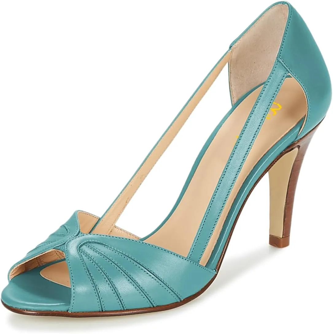 Milooey shoes Women's Peep Toe Heeled Sandals Sexy Mid Heels Comfy Slip On Chic Style Shoes for Party Dress Prom Daily Size 4-16 US