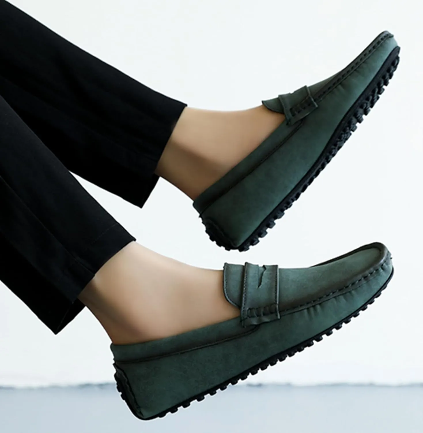 Minishion Boys Mens Casual Shoes Slip on Loafers Walking Driving Moccasins with Buckle YY001