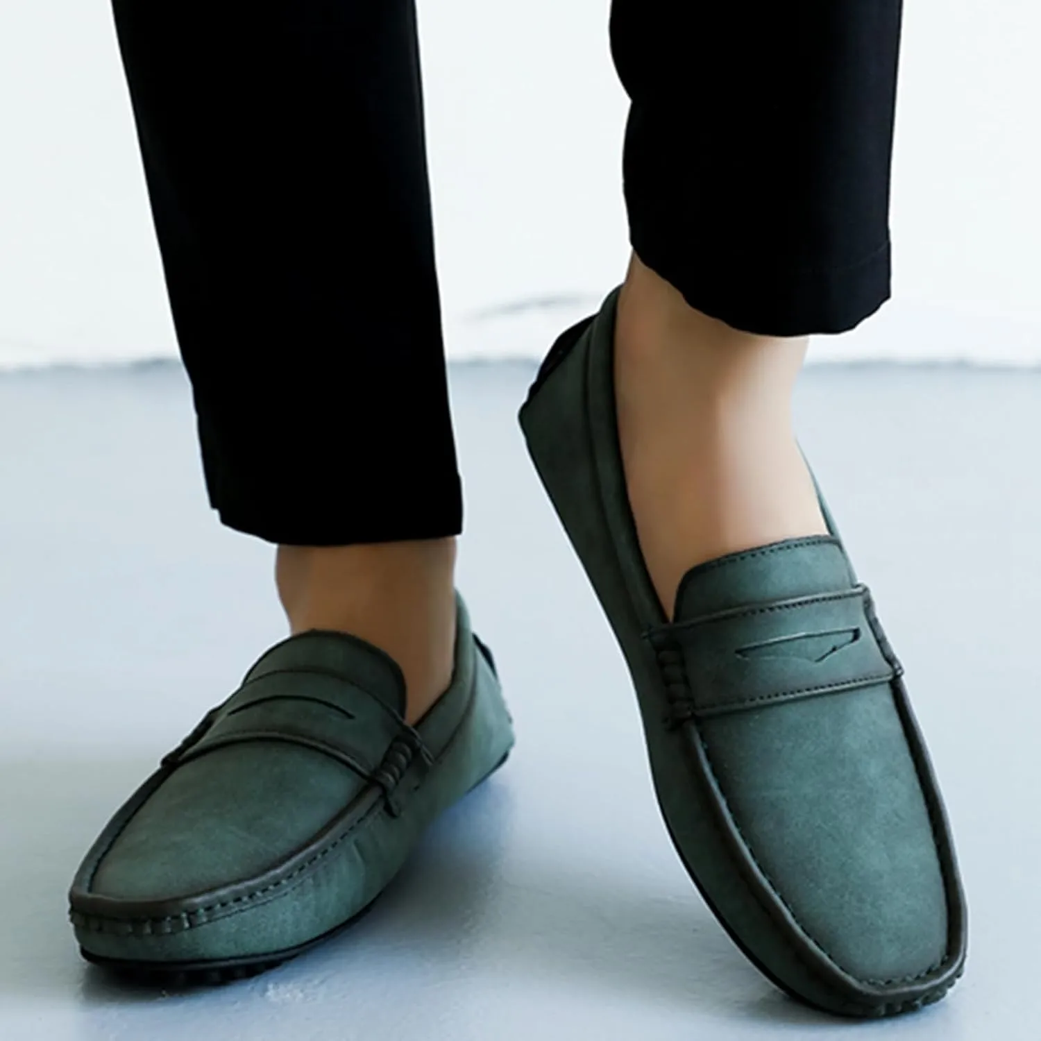 Minishion Boys Mens Casual Shoes Slip on Loafers Walking Driving Moccasins with Buckle YY001