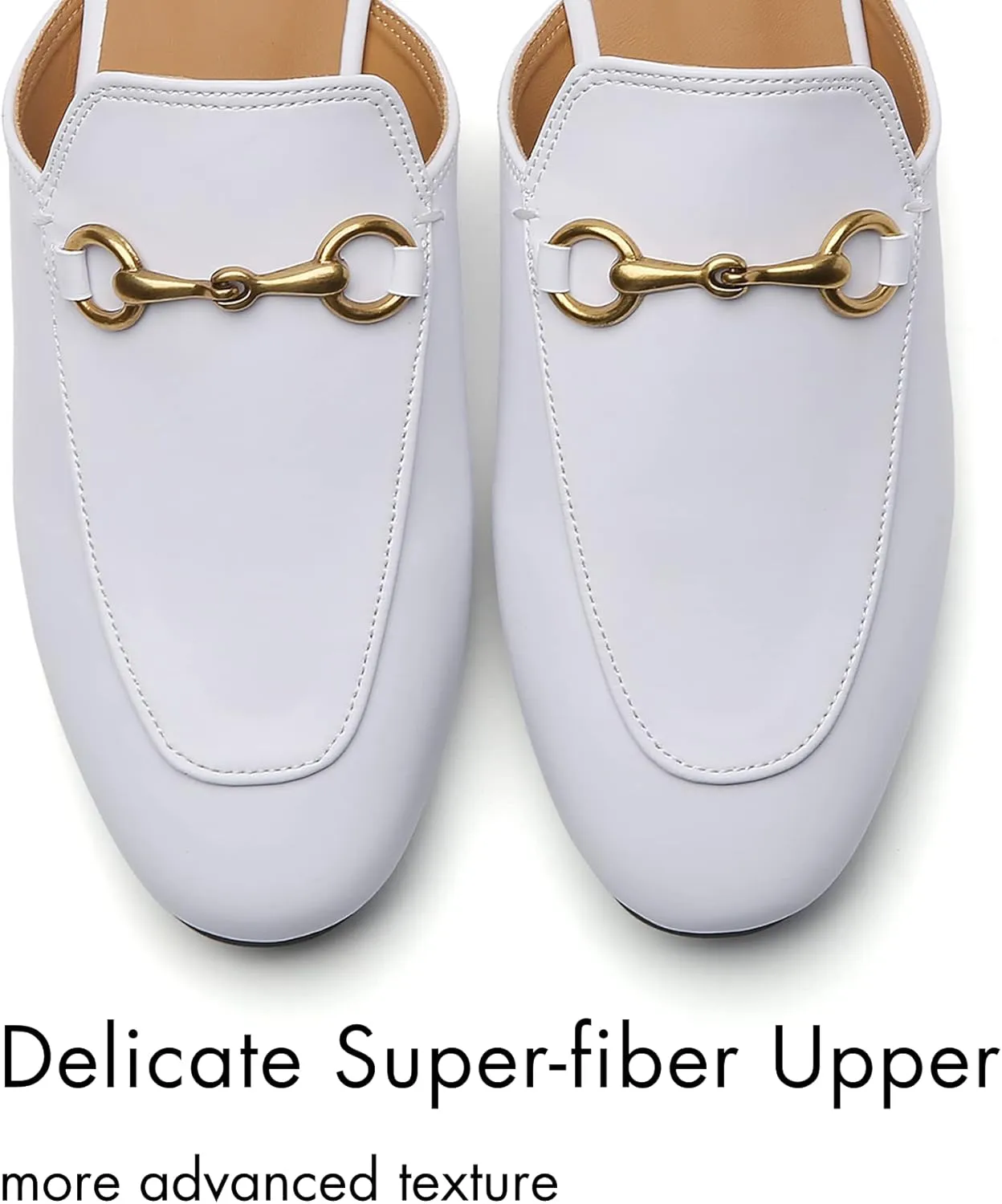 Minorsu Buckle Mules for Women Flats Round Toe Mule Backless Slides Slip On Loafer Shoes