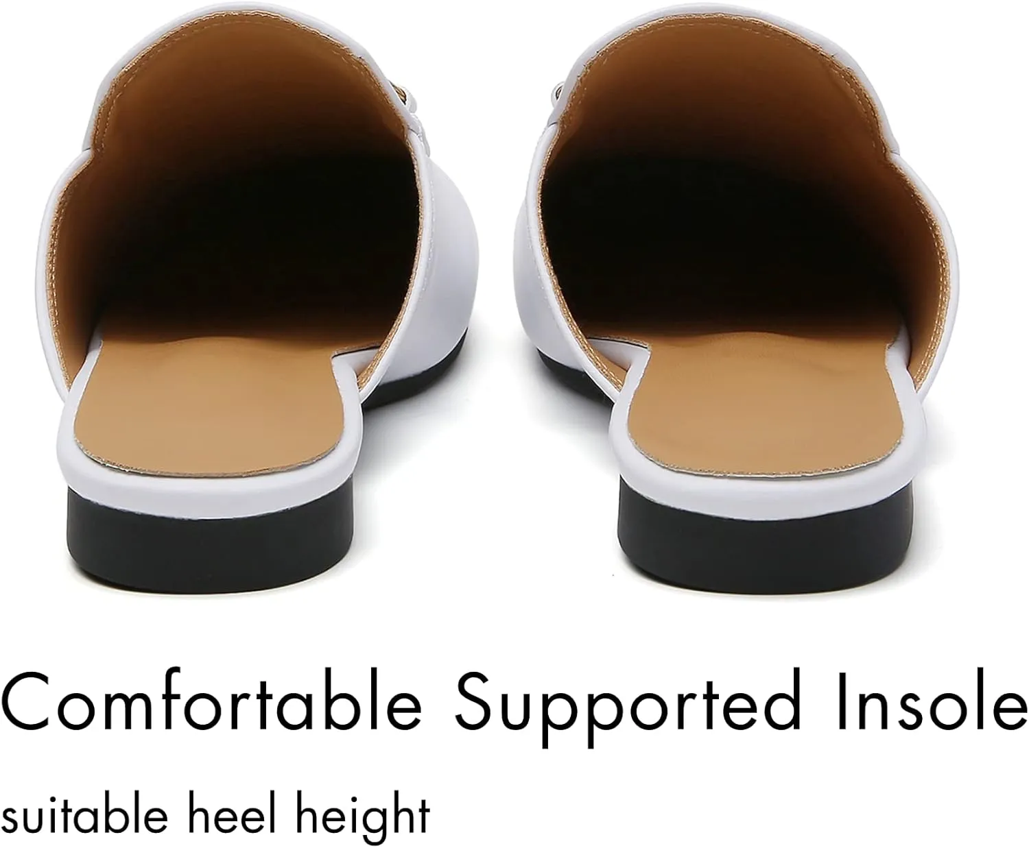 Minorsu Buckle Mules for Women Flats Round Toe Mule Backless Slides Slip On Loafer Shoes