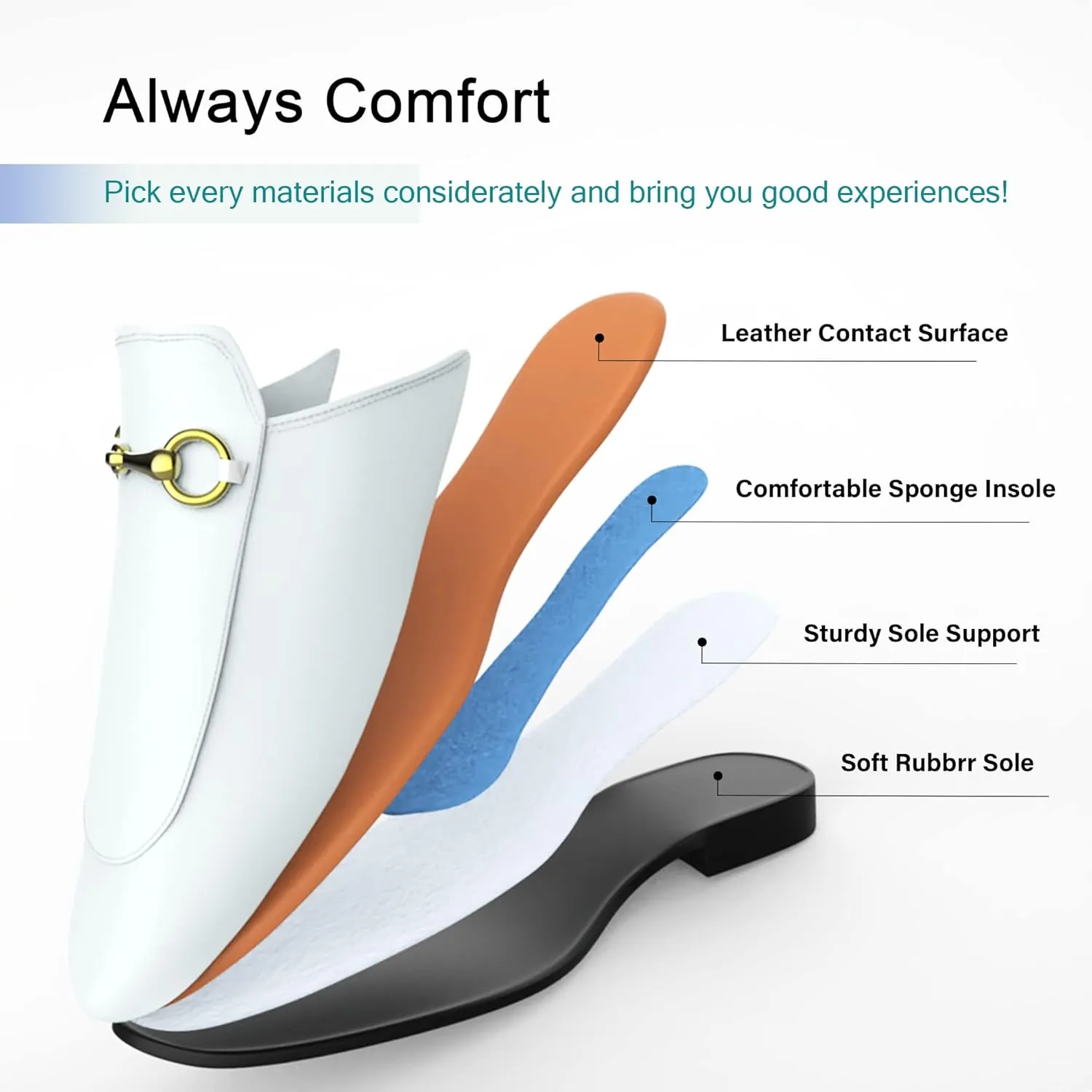 Minorsu Buckle Mules for Women Flats Round Toe Mule Backless Slides Slip On Loafer Shoes