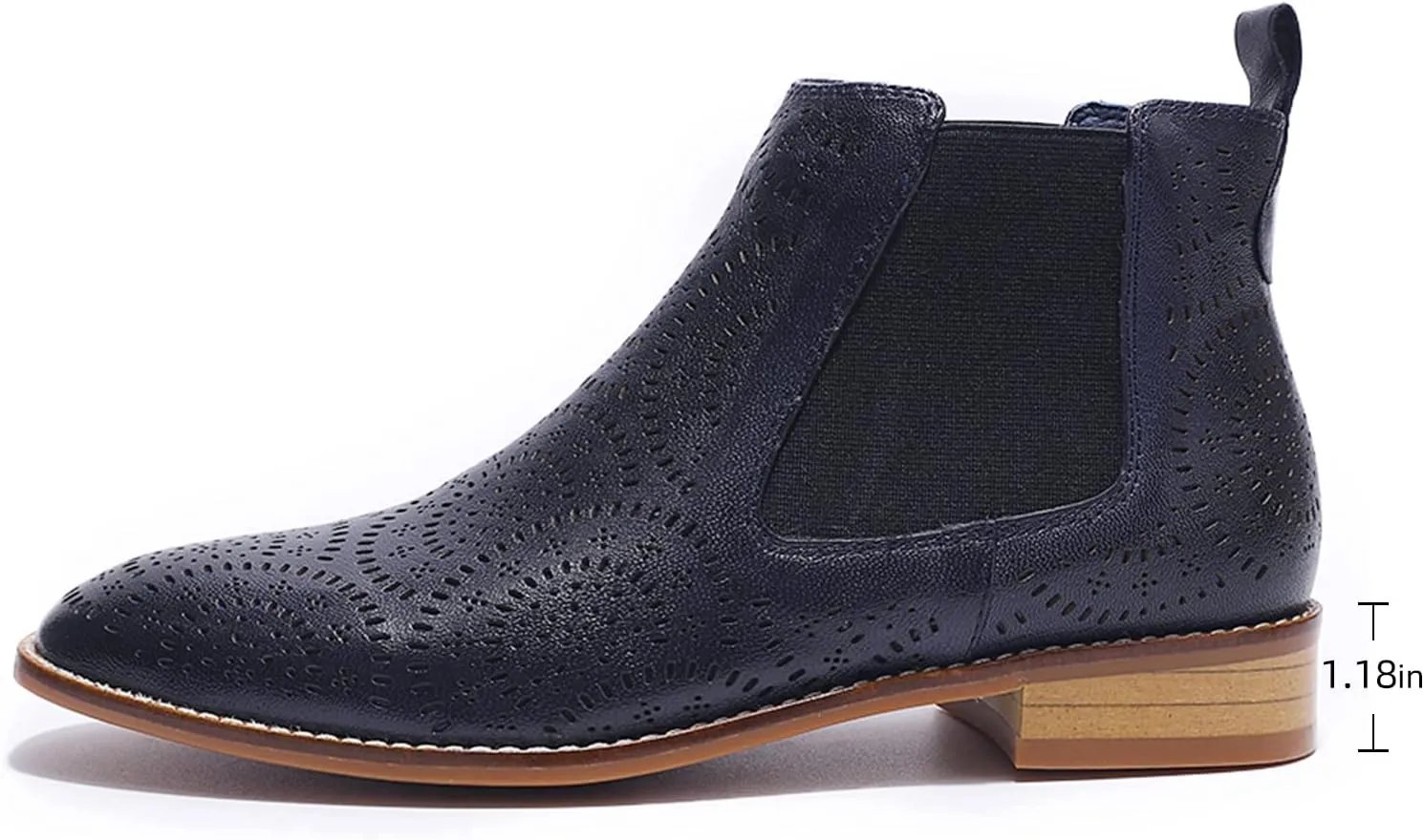 Mona flying Womens Comfort Leather Chelsea Boot Chic Low Heel Pull on Ankle Booties