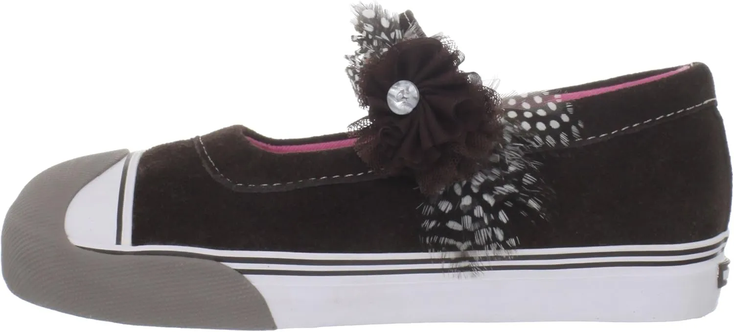 Morgan & Milo Avril MJ Feathered Floral Mary Jane Sneaker (Infant/Toddler/Little Kid)
