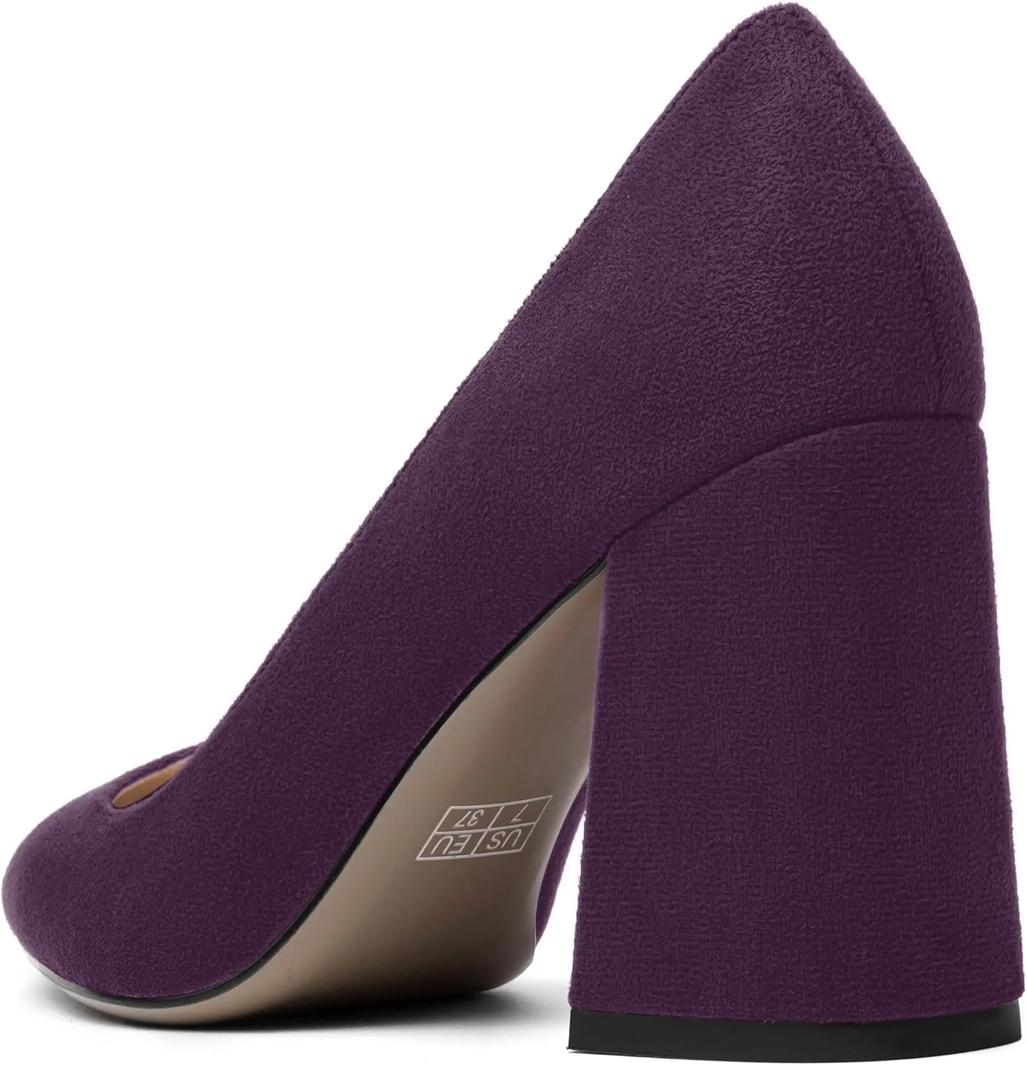 MOVINSTEPS Womens Dating Slip On Dress Pointed Toe Suede Block High Heel Pumps Shoes 3.3 Inch