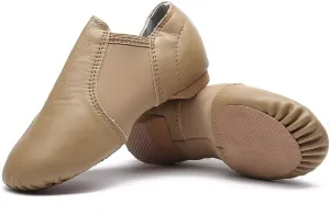 MSMAX Womens Leather Jazz Shoes Slip on Ballroom Dance Practice Teaching Shoe