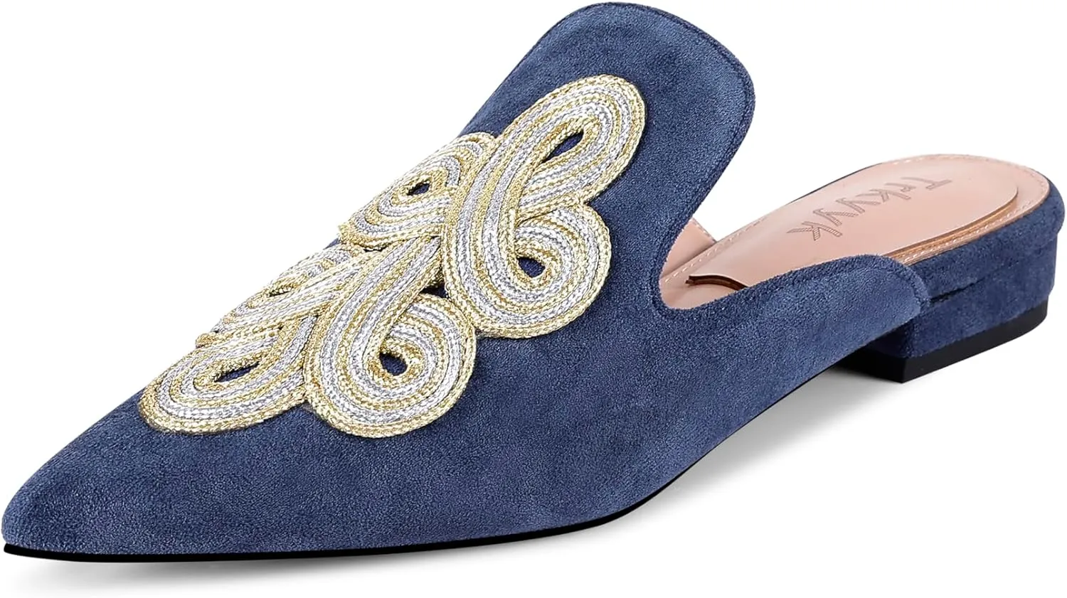 Mules for Women Pointed Toe Comfortable Flats Handmade Knotting Mules Backless Loafers