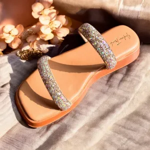 Multicolor Stone Embellished Platform Wedges
