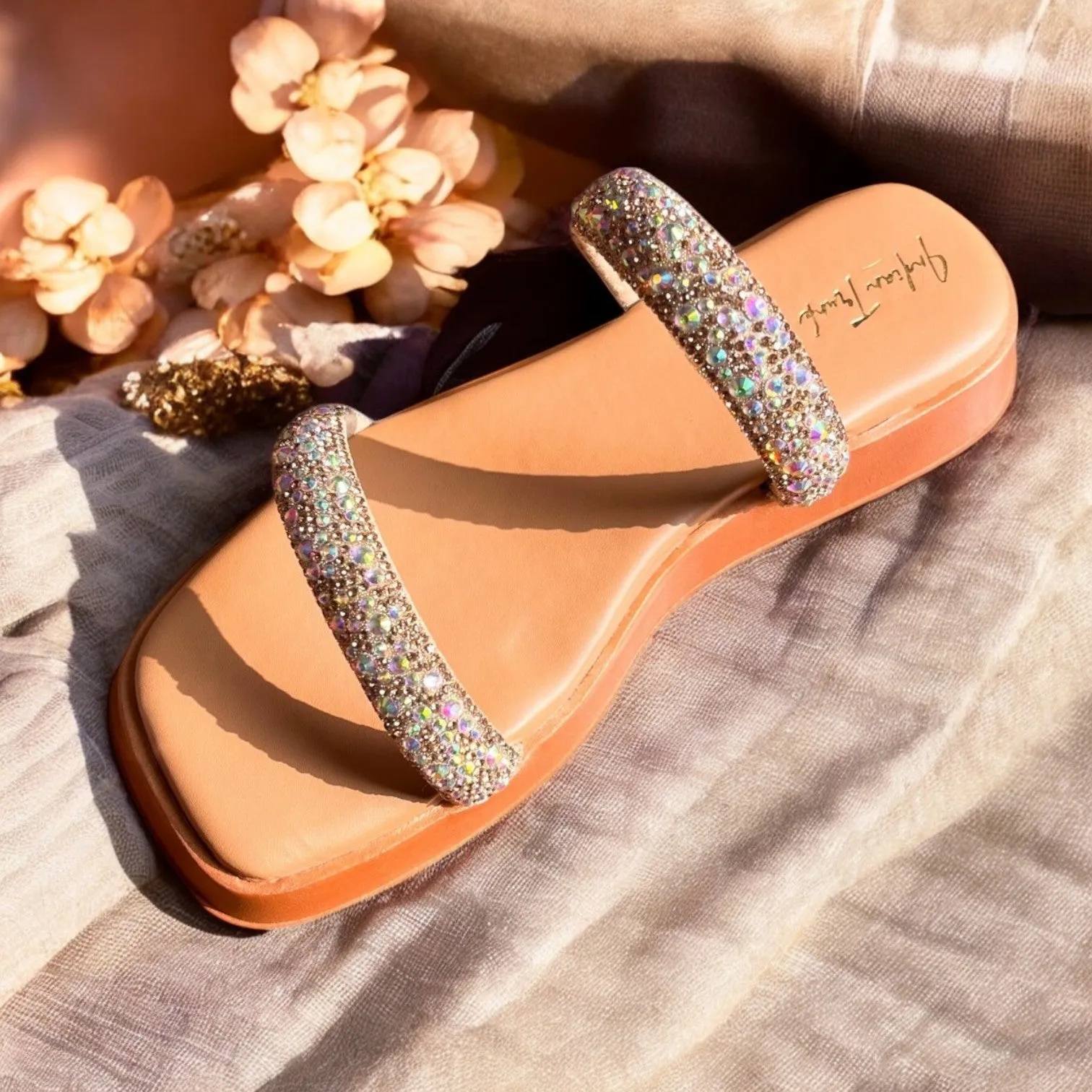 Multicolor Stone Embellished Platform Wedges