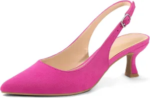 mysoft Women's Slingback Kitten Heel Pumps 2-Inch Low Heels Closed Toe Party Wedding Dress Shoes