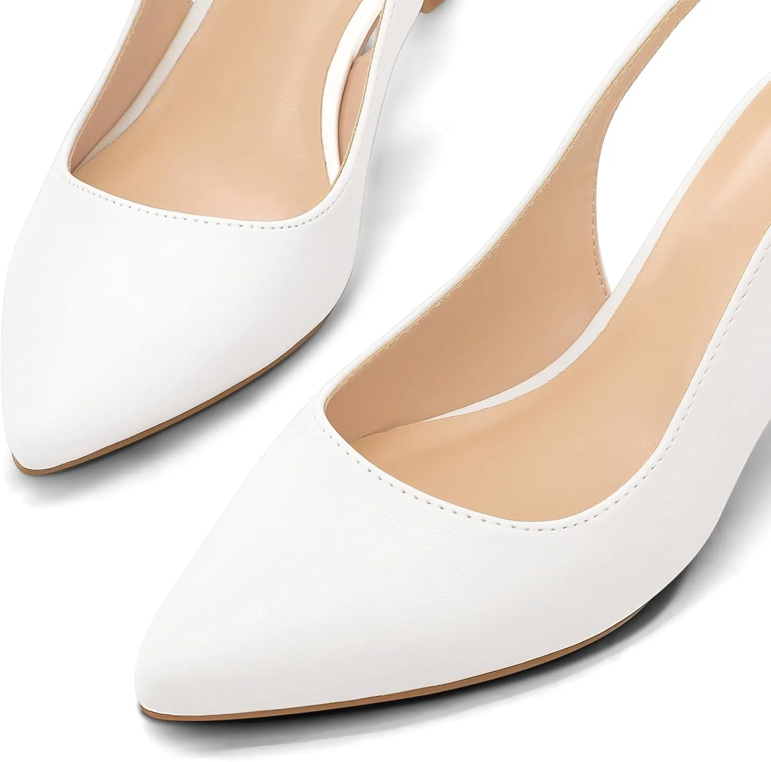 mysoft Women's Slingback Kitten Heel Pumps 2-Inch Low Heels Closed Toe Party Wedding Dress Shoes