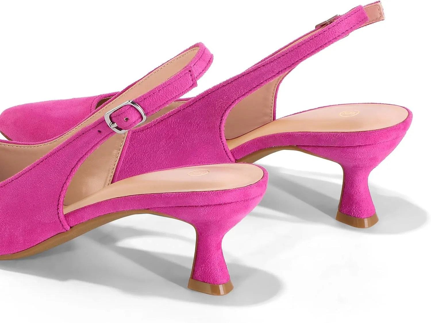 mysoft Women's Slingback Kitten Heel Pumps 2-Inch Low Heels Closed Toe Party Wedding Dress Shoes