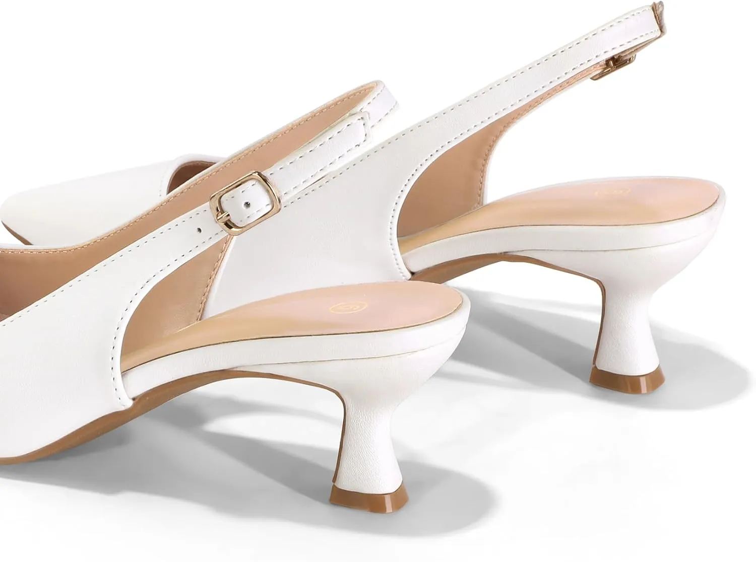 mysoft Women's Slingback Kitten Heel Pumps 2-Inch Low Heels Closed Toe Party Wedding Dress Shoes