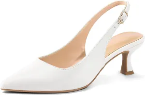 mysoft Women's Slingback Kitten Heel Pumps 2-Inch Low Heels Closed Toe Party Wedding Dress Shoes