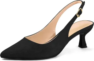 mysoft Women's Slingback Kitten Heel Pumps 2-Inch Low Heels Closed Toe Party Wedding Dress Shoes
