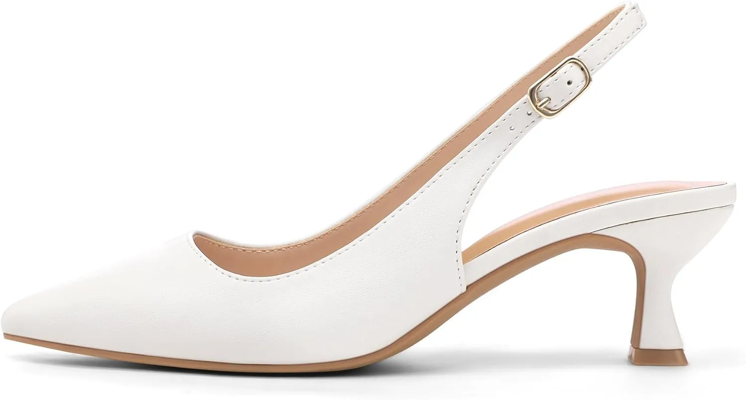 mysoft Women's Slingback Kitten Heel Pumps 2-Inch Low Heels Closed Toe Party Wedding Dress Shoes