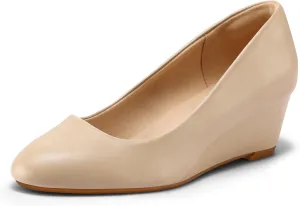 mysoft Women's Wedge Pumps Low Heel Closed Toe 2in Dress Shoes