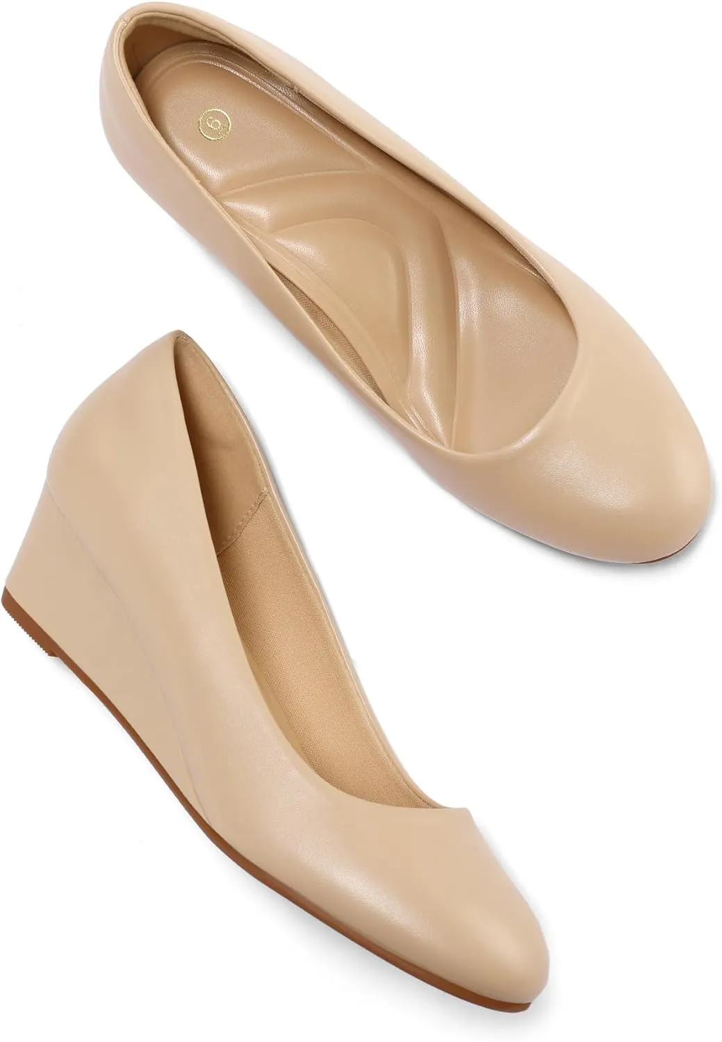 mysoft Women's Wedge Pumps Low Heel Closed Toe 2in Dress Shoes