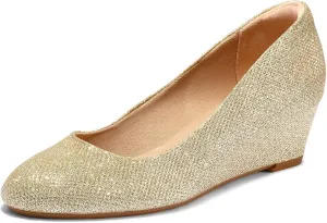 mysoft Women's Wedge Pumps Low Heel Closed Toe 2in Dress Shoes