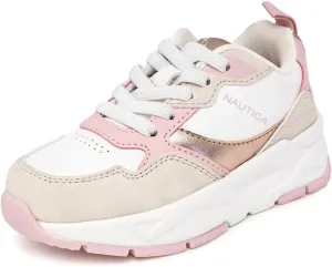 Nautica Girls' Sneakers - Lace-Up Tennis Shoes, Casual & Comfortable for Toddlers,Toddler, Little Kids & Big Kids (Platform/Regular)