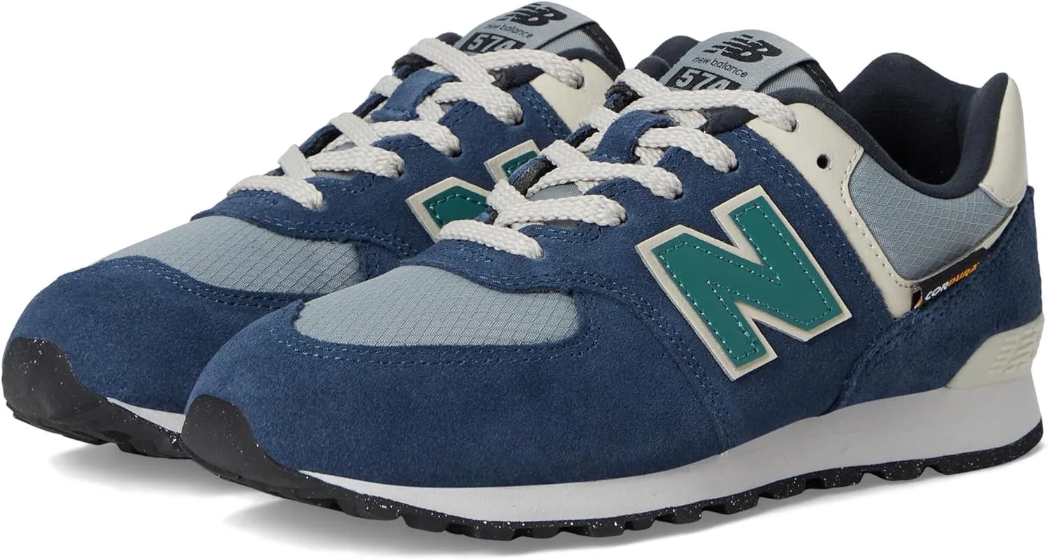 New Balance Kids 574 V1 70s Racing Lace-up Sneaker, Nb Navy/Slate Gray, 7 Wide US Unisex Big