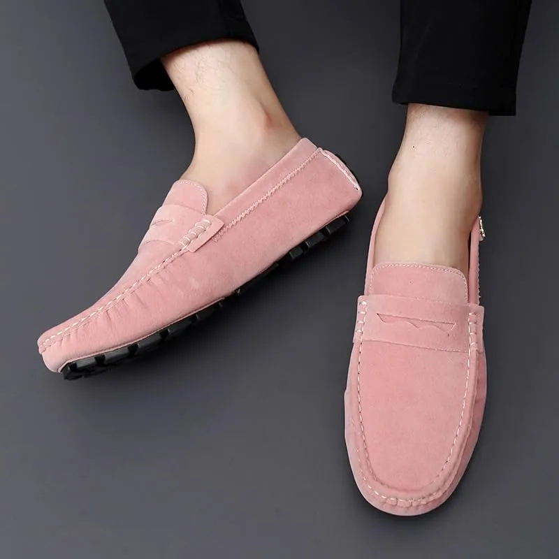 New Loafers for Men Round Toe Suede Vamp Penny Driving Loafers Flat Heel Flexible Comfortable Prom Fashion Slip-ons