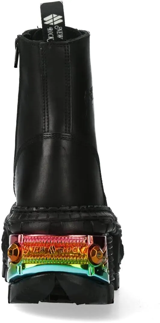 New Rock Boots WALL83CCT-S8 Mens Metallic Black Leather Platform Gothic Boots